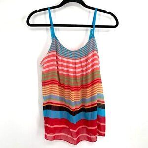 NEW YORK & CO Striped Tank Flowy Layered Pink S